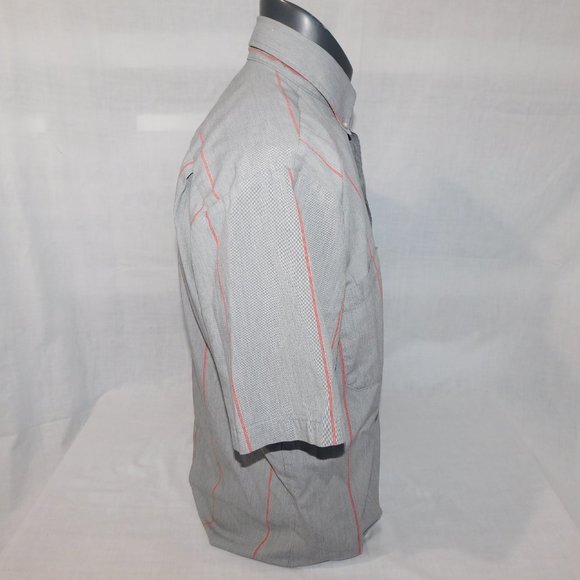 VTG 90s Coca Cola Work Uniform Shirt Mens 16 - 16.5 (M) Red Gray stripe Patch - Picture 6 of 10